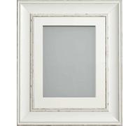 Frame Company Brooke Antique White Photo Frame, Off-White Mount, 20x16 for 15x10 inch, fitted with perspex