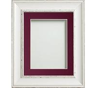 Frame Company Brooke Antique White Photo Frame, Plum Mount, 6x4 for 5x3 inch, fitted with perspex