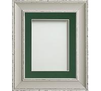 Frame Company Brooke Moonstone Grey Photo Frame, Bottle Green Mount, 20x16 for A3 (16.5x11.75 inch, fitted with perspex)