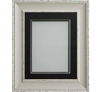 Frame Company Brooke Moonstone Grey Photo Frame, Double Black Mount, 9x7 for 8x6 inch, fitted with perspex