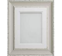 Frame Company Brooke Moonstone Grey Photo Frame, Double White Mount, 9x7 for 7x5 inch, fitted with perspex