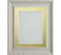 Frame Company Brooke Moonstone Grey Photo Frame, Gold Mount, 10x8 for 8x6 inch, fitted with perspex