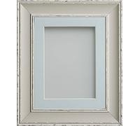 Frame Company Brooke Moonstone Grey Photo Frame, Light Blue Mount, 10x8 for 6x4 inch, fitted with perspex