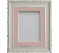 Frame Company Brooke Moonstone Grey Photo Frame, Pink Mount, 14x11 for A4 (11.75x8.25 inch, fitted with perspex)