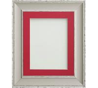 Frame Company Brooke Moonstone Grey Photo Frame, Red Mount, 6x4 for 4x3 inch, fitted with perspex