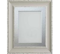 Frame Company Brooke Moonstone Grey Photo Frame, Silver Mount, A4 for 9x6 inch, fitted with perspex