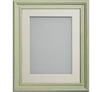 Frame Company Campbell Rustic Green Picture Frame A4 with Ivory Mount for 10x6 Photo, Real Glass, Wall Hanging & Freestanding, Approx Overall Size 13.1 x 10.7 Inches