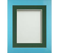 Frame Company Candy Range Aqua Blue 10x8 Frame With Bottle Green Mount for image size 7x5 inches