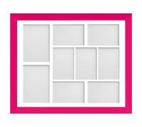 Frame Company Candy Range Coloured Bright Photo Frame with White Multi Aperture Mount, Hot Pink Frame, 20x16 for 6x4 (x7) 7x5 (x2) *Choice of Colours and Sizes* Fitted with Real Glass