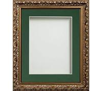 Frame Company Charleston Range Gold 12x12 inch Frame With Bottle Green Mount for Image 10x10 inch *Choice of Sizes* Fitted with Real Glass