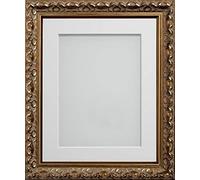 Frame Company Charleston Range Gold 7x5 inch Frame With White Mount for Image 6x4 inch *Choice of Sizes* Fitted with Real Glass