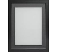 Frame Company Connolly Range Black Wooden Picture Photo Frame with Grey Mount, 24x18 for pic size 18x12 *Choice of Sizes* Fitted with Perspex