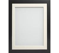 Frame Company Connolly Range Black Wooden Picture Photo Frame with Ivory Mount, 14x11 for pic size 12x8 *Choice of Sizes* Fitted with Real Glass