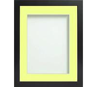 Frame Company Connolly Range Black Wooden Picture Photo Frame with Lemon Bon Bon Mount, 30x20 for pic size A2 *Choice of Sizes* Fitted with Perspex