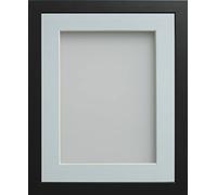 Frame Company Connolly Range Black Wooden Picture Photo Frame with Light Blue Mount 8x8 for pic size 5x5 *Choice of Sizes* Fitted with Real Glass