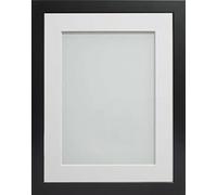 Frame Company Connolly Range Black Wooden Picture Photo Frame with White Mount, 18x14 for pic size 16x12 *Choice of Sizes* Fitted with Real Glass