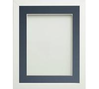 Frame Company Connolly Range White Wooden Picture Photo Frame with Blue Mount, 24x18 for pic size 18x12 *Choice of Sizes*