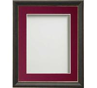 Frame Company Darcy Black Picture Photo Frames with Plum Mount, A3 for A4 *Choice of Colours* Fitted with Real Glass