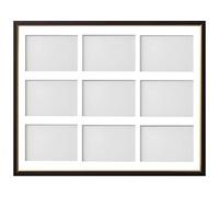 Frame Company Drayton Multi Aperture Photo Frame, Black with Gold Inset, 20x16 for 6x4 inch (x9)