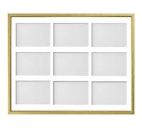Frame Company Drayton Multi Aperture Photo Frame, Gold with Gold Inset, 20x16 for 6x4 inch (x9)