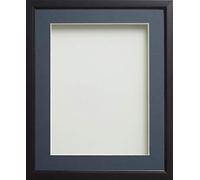Frame Company Drayton Range Black Frame with Blue Mount, 12x10 for 8x6 *Choice of Sizes* Fitted with Real Glass