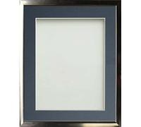 Frame Company Drayton Range Chrome Effect Photo Frame with Blue Mount, A3 for image size A4