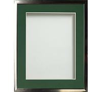 Frame Company Drayton Range Chrome Effect Photo Frame with Bottle Green Mount, 16x12 for image size 14x10 inch