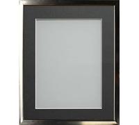 Frame Company Drayton Range Chrome Effect Photo Frame with Grey Mount, 12x10 for image size 8x6 inch