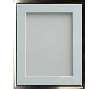 Frame Company Drayton Range Chrome Effect Photo Frame with Light Blue Mount, 8x8 for image size 6x6 inch