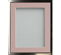 Frame Company Drayton Range Chrome Effect Photo Frame with Pink Mount, 9x7 for image size 7x5 inch