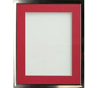 Frame Company Drayton Range Chrome Effect Photo Frame with Red Mount, 9x7 for image size 6x4 inch