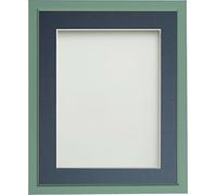 Frame Company Drayton Range Green Picture Photo Frame with Blue Mount, A4 Mounted for Size A5 Image