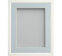 Frame Company Drayton Range White 8x6 inch Picture Photo Frame with Light Blue Mount for Image 6x4 inch * Choice of Sizes*