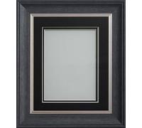Frame Company Drummond Charcoal Grey Photo Frame, Double Black Mount, 7x5 for 6x4 inch, fitted with perspex