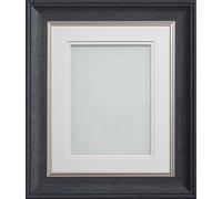 Frame Company Drummond Charcoal Grey Photo Frame, Double White Mount, 6x4 for 4x3 inch, fitted with perspex