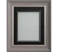 Frame Company Drummond Gunmetal Grey Photo Frame, Double Black Mount, 20x16 for 15x10 inch, fitted with perspex