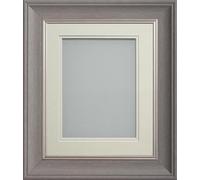 Frame Company Drummond Gunmetal Grey Photo Frame, Double Ivory Mount, 10x8 for 8x6 inch, fitted with perspex