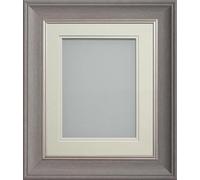Frame Company Drummond Gunmetal Grey Photo Frame, Double Ivory Mount, 8x6 for 7x5 inch, fitted with perspex