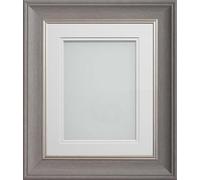 Frame Company Drummond Gunmetal Grey Photo Frame, Double White Mount, 14x11 for A4 (11.75x8.25 inch, fitted with perspex)