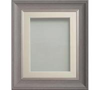 Frame Company Drummond Gunmetal Grey Photo Frame, Ivory V-Groove Mount, 12x10 for 8x6 inch, fitted with perspex