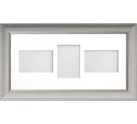 Frame Company Drummond Pale Grey Multi-Aperture Photo Frame with Mount 20x10 for 6x4 (x3 LPL) *Fitted with Glass*