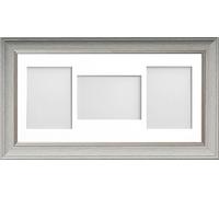 Frame Company Drummond Pale Grey Multi-Aperture Photo Frame with Mount 20x10 for 7x5 (x3 PLP) *Fitted with Glass*