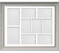 Frame Company Drummond Pale Grey Multi-Aperture Photo Frame with Mount 20x16 for 7x5 (x2) 6x4 (x7) *Fitted with Glass*