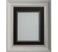 Frame Company Drummond Pale Grey Photo Frame, Double Black Mount, 16x12 for 12x10 inch, fitted with perspex
