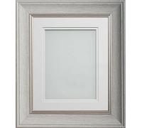 Frame Company Drummond Pale Grey Photo Frame, Double White Mount, A4 for 9x6 inch, fitted with perspex