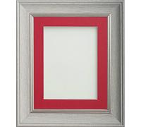 Frame Company Drummond Pale Grey Photo Frame, Red Mount, 16x12 for 14x10 inch, fitted with perspex