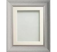 Frame Company Drummond Pale Grey Photo Frame, White V-Groove Mount, A4 for 9x6 inch, fitted with perspex