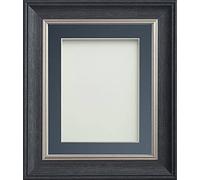 Frame Company Drummond Range Charcoal 16x12 inch Picture Photo Frame with Blue Mount for Image 14x10 inch * Choice of Sizes* Fitted with Real Glass