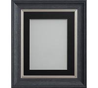 Frame Company Drummond Range Charcoal 9x7 inch Picture Photo Frame with Black Mount for Image 8x6 inch * Choice of Sizes* Fitted with Real Glass
