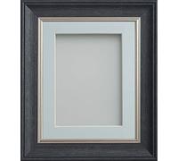 Frame Company Drummond Range Charcoal A3 Picture Photo Frame with Light Blue Mount for Image A4 * Choice of Sizes* Fitted with Real Glass